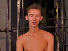Sub twink interviewed before bondage and domination